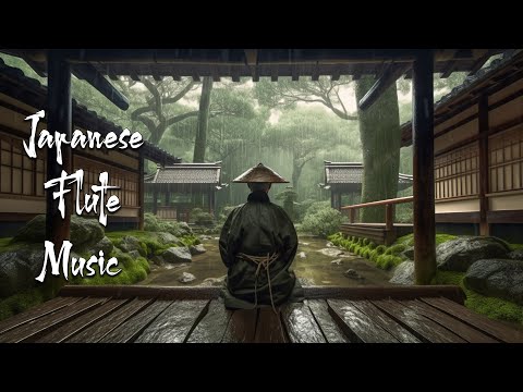 Rainy day in Japanese Zen Garden - Japanese Flute Music For Soothing, Meditation, Healing