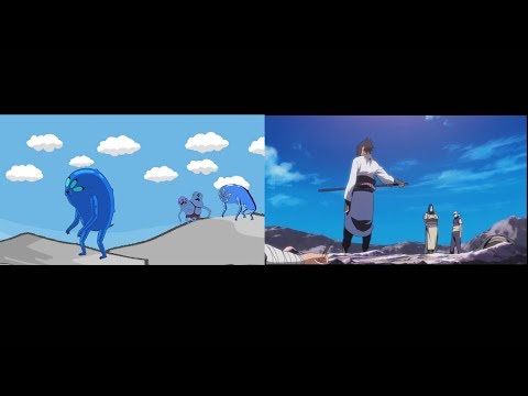 Naruto Shippuden and Adventure Time opening  side by side