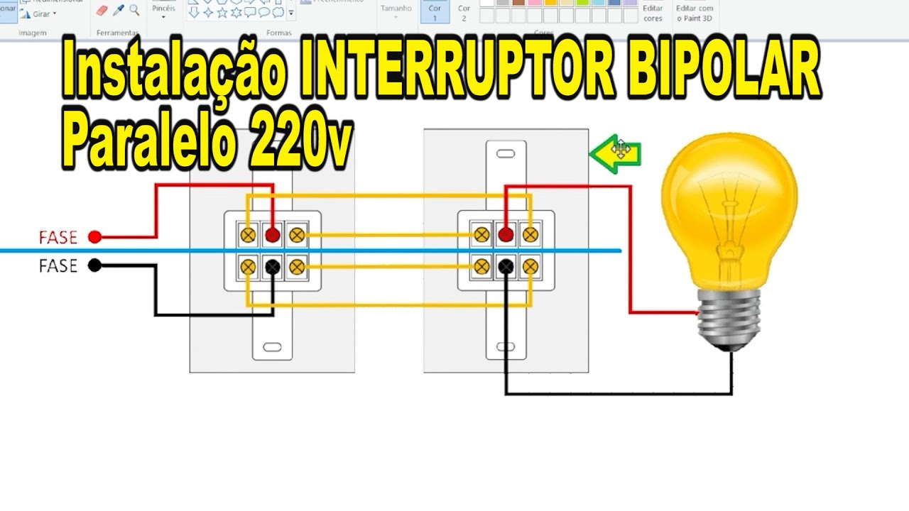 Instalação INTERRUPTOR BIPOLAR Paralelo 220v
