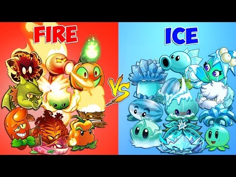 All Plants Team FIRE vs ICE - Who Will Win? - PvZ 2 Team Plant vs Team Plant
