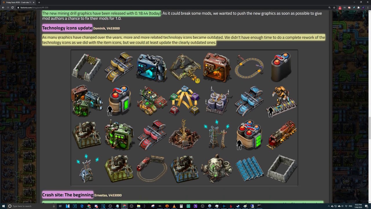 Factorio Friday Facts #359 - Crash site & The beginning (1.0 Mods)