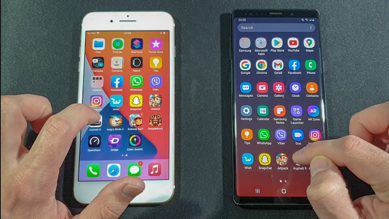 Iphone 7 Plus vs Samsung Note 9 Comparison Speed Test