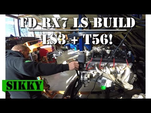 FD RX7 LS3 Build Pt 3 | LS3 & T56 Install | SIKKY Manufacturing