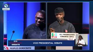 Vice-Presidential Debate Pt.8: Peter Obi, Osinbajo Disagree Over Subsidy On Petroleum Products