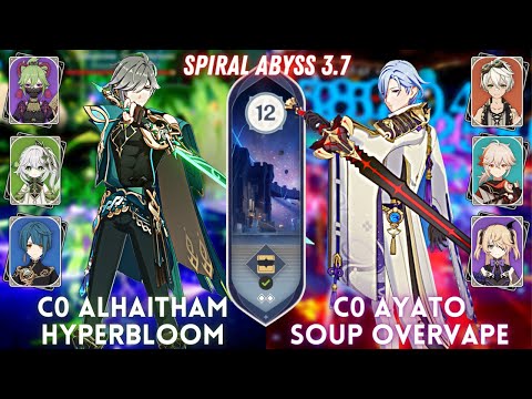 C0 Alhaitham Hyperbloom & C0 Ayato Soup | Spiral Abyss 3.7 Floor 12 - 9⭐