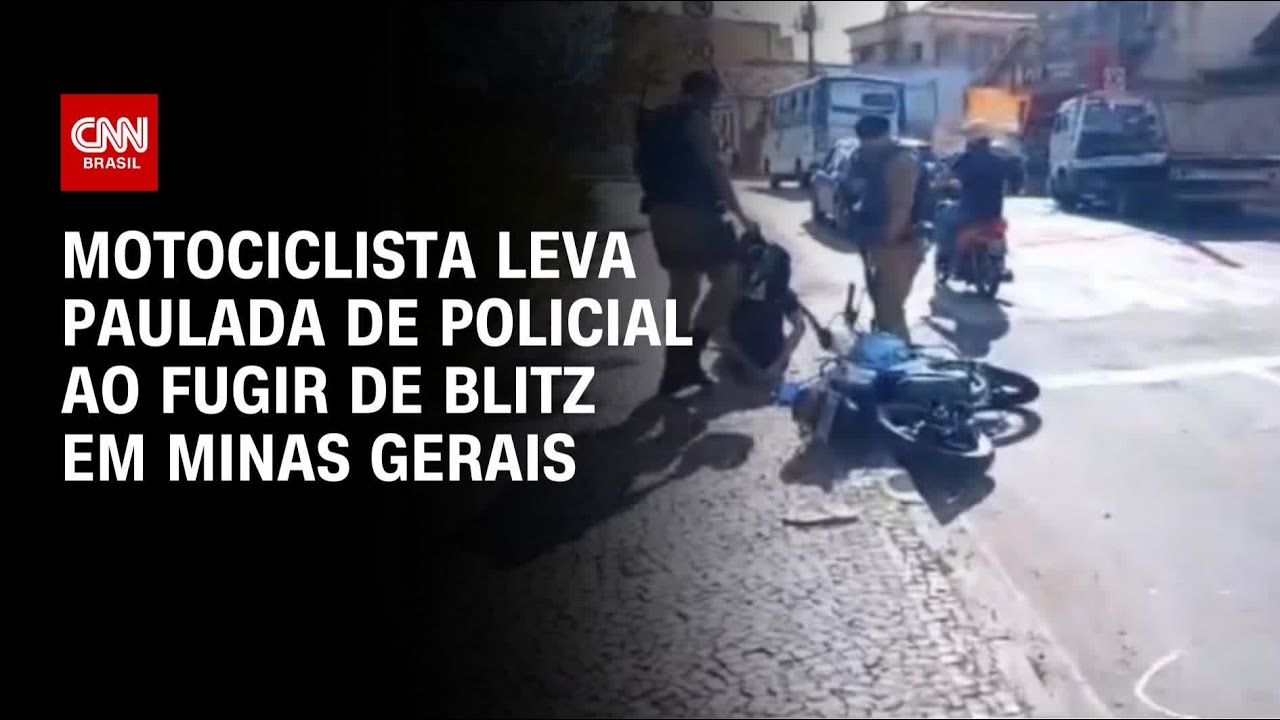 Motociclista leva paulada de policial ao fugir de blitz em Minas Gerais | AGORA CNN