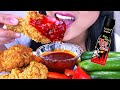 ASMR FRIED CHICKEN DIPPED IN SPICY FIRE SAUCE ASMR Phan