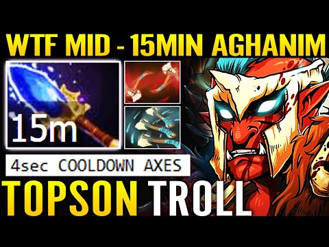 TOPSON [Troll Warlord] NEW MID HERO vs Invoker! 15m Aghanim 1st Item Max Spam AXES 7.29 Dota 2 Pro