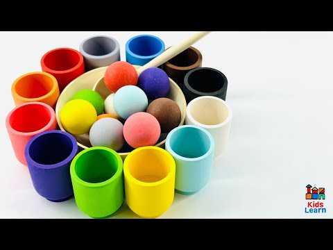 Best Learn Numbers and Colors with Rainbow Balls and Cups | Preschool Toddler Learning Toy Video