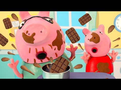 Peppa Pig English Episodes | Peppa Pig Toys: Making a Chocolate Birthday Cake with Peppa Pig