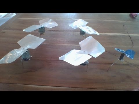 Quad motor helicopter Vs Single motor helicopter, homemade mini helicopters Video
