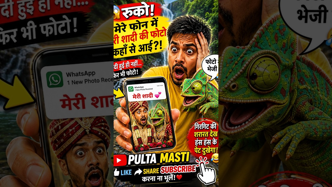 🦎 गिरगिट ने फोन छीना और अचानक शादी की फोटो आ गई! 😱📱 आखिर किसकी शादी थी? 😂