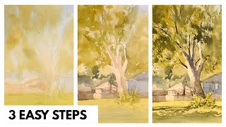 How to Paint a Tree in Light with Watercolor - 3 Steps