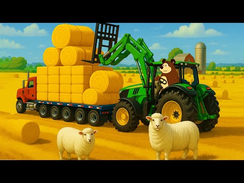 Farm Works: Transporting Sheep 🐑, Washing Truck & Delivering Grass 🌾 | Real Farm Animation