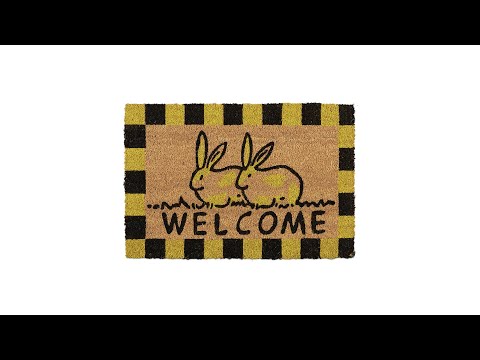 Paillasson coco Welcome avec lapins Noir - Marron - Jaune - Fibres naturelles - Matière plastique - 60 x 2 x 40 cm