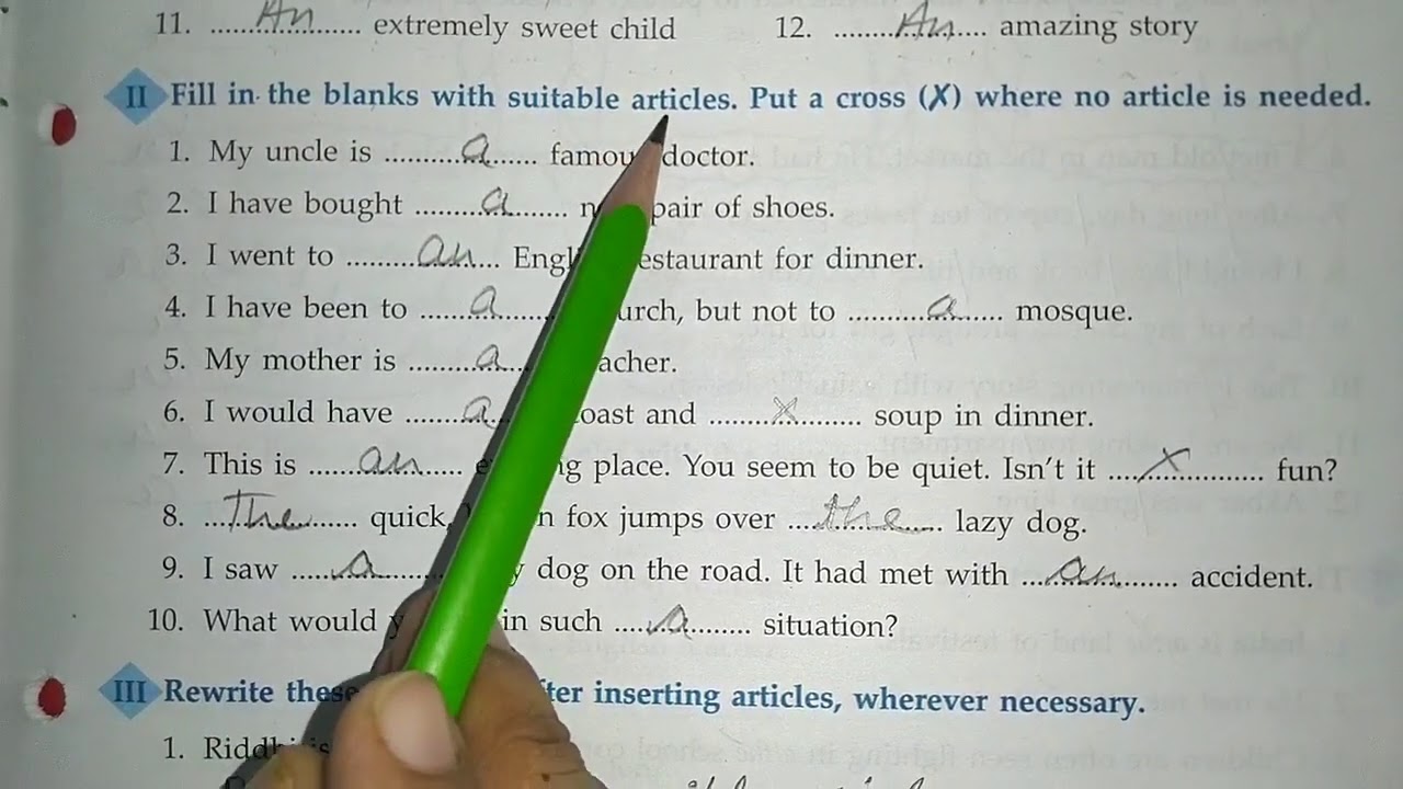 Worksheet-1 (Articles)