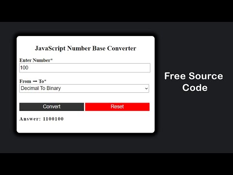 Number Base Conversion Javascript Projects For Beginners