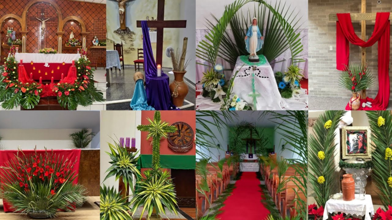 150+ Palm Leaves Easter Sunday Church Altar door decoration ideas Lent season holy weak arrangements