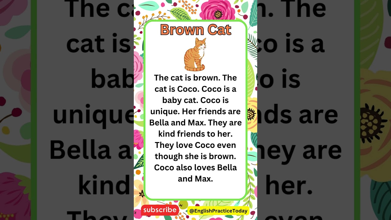 Brown Cat English Reading Practice #english  #englishpractice
