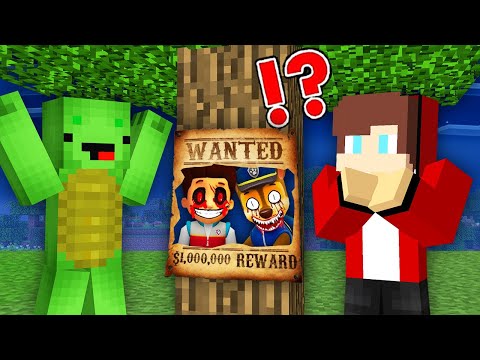 JJ and Mikey Wanted for PAW PATROL.EXE in Minecraft (Maizen Mazien Mizen)