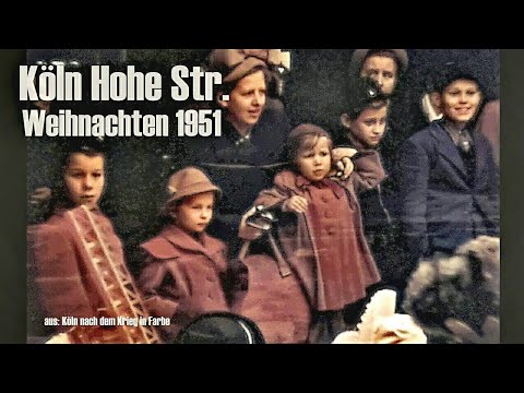 Köln 1951 - Hohe Str. - Weihnachtsbummel - aus: Köln nach dem Krieg in Farbe