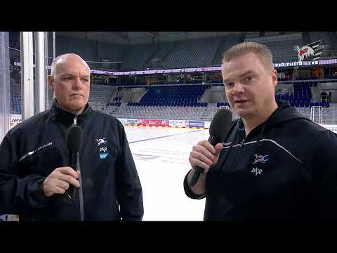 Coaches Corner vor dem 2. Viertelfinale gegen die Straubing Tigers