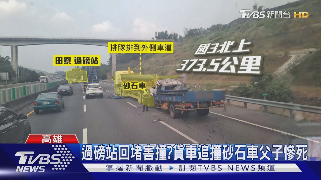 過磅站回堵害撞? 貨車追撞砂石車父子慘死