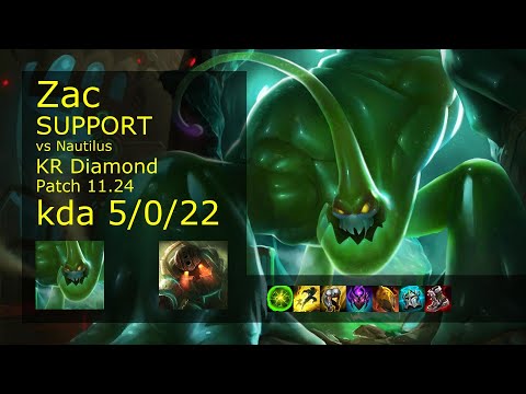 Zac Support & Jinx vs Nautilus & Varus - KR 5/0/22 Patch 11.24 Gameplay // [롤] 자크 vs 노틸러스 서폿