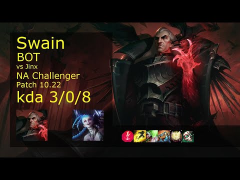 Swain Bot & Pantheon vs Jinx & Tahm Kench - NA Challenger 3/0/8 Patch 10.22 Gameplay