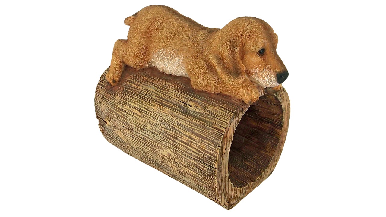 Golden Retriever Puppy Dog Gutter Guardian Downspout Statue Video