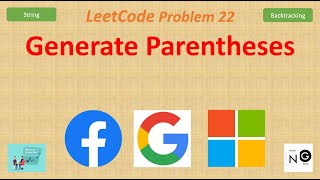YouTube video 'Generate Parentheses | Leetcode 22 | Backtracking | Google Facebook Amazon Apple'