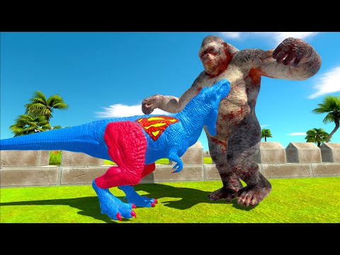 SUPERMAN T-REX vs KING KONG OASIS DEATH RUN - Animal Revolt Battle Simulator