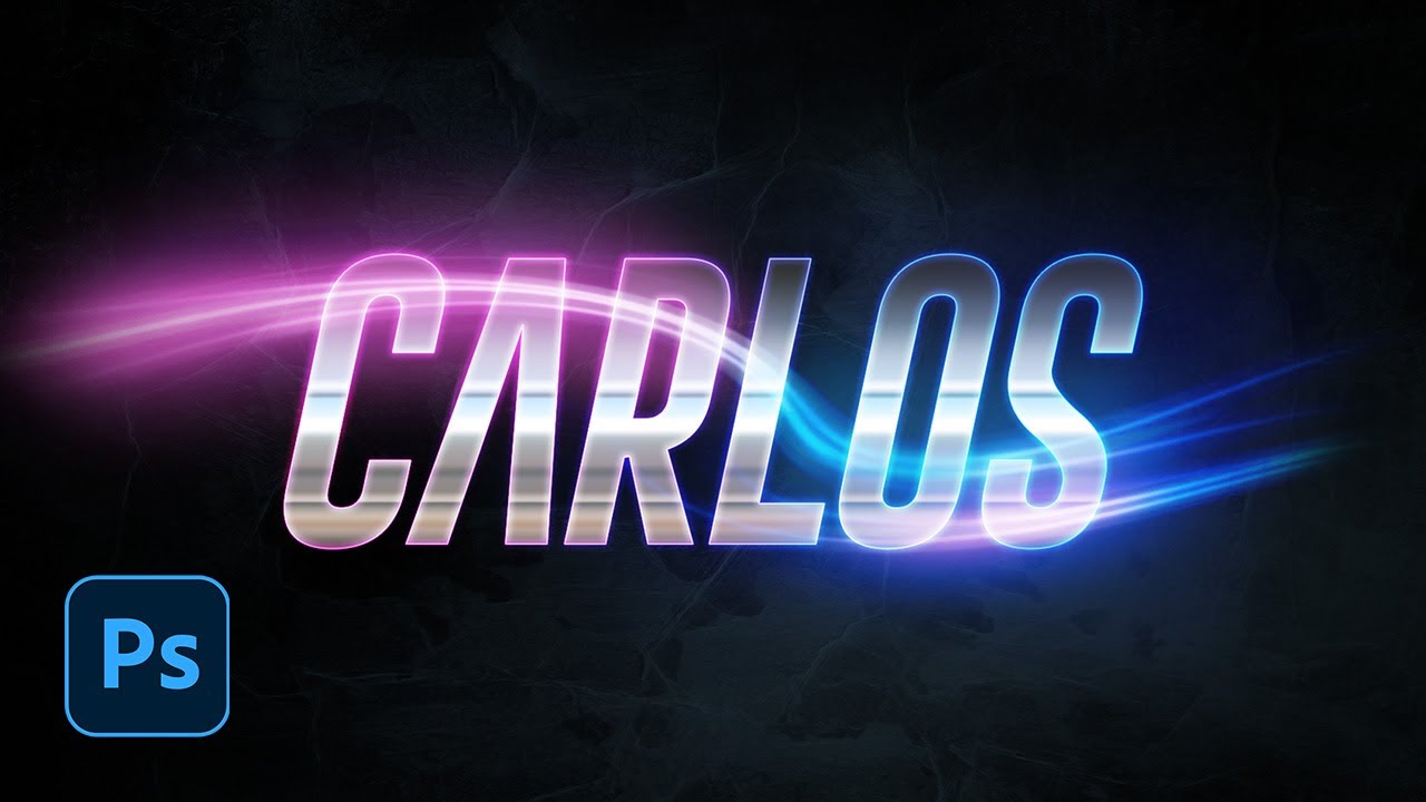Efecto Texto Metálico con luces de Neón | Tutorial Photoshop