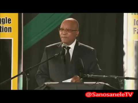 President Jacob Zuma singing Senzeni Na at Hon Nelson Mandela's Memorial service , funeral