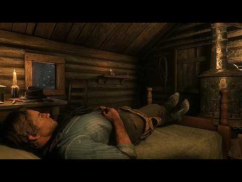 Snowy Night At A Cozy Treehouse In The Forest | RDR2 ASMR
