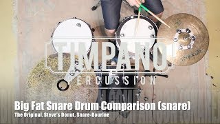 Video thumbnail for Big Fat Snare Drum Comparison (on snare): The Original, Steve's Donut, Snare-Bourine by Timpano-percussion