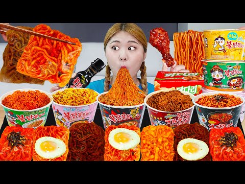 MUKBANG Fire Spicy Noodles Fire noodle🔥Warps Buldak Rice Paper by HIU 하이유