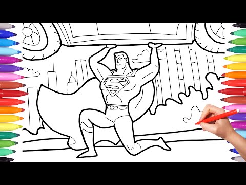 NEW!!! Superman Lifts a Car Coloring Pages, Superheroes Coloring and Drawing