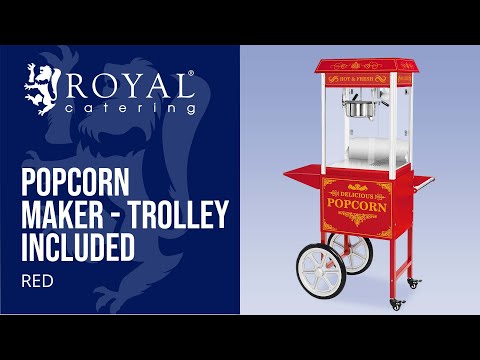 Video - Popcornmachine met onderstel - Amerikaans ontwerp - rood