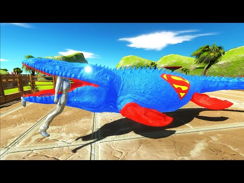 DEATH RUN OASIS vs SUPERMAN MOSASAURUS - Animal Revolt Battle Simulator