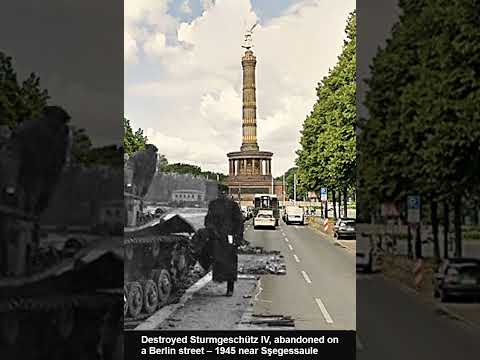 Destroyed Sturmgeschütz IV, abandoned on a Berlin street – 1945 near Sşegessaule
