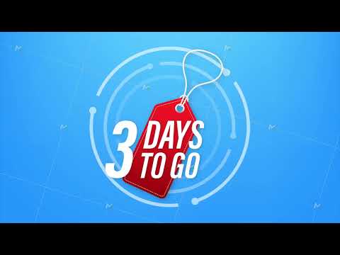 3 Days to go. Countdown timer. Clock icon. Time icon. Count time sale. Motion design.