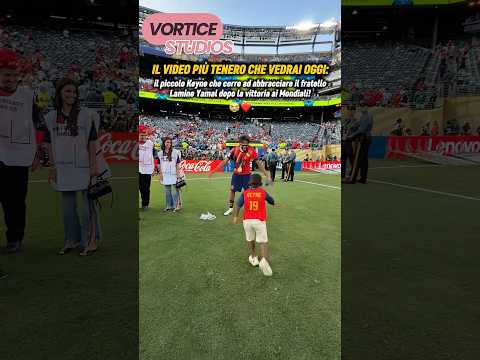 Il piccolo Keyne corre ad abbracciare Lamine Yamal dopo la vittoria #fifaworldcup #lamineyamal