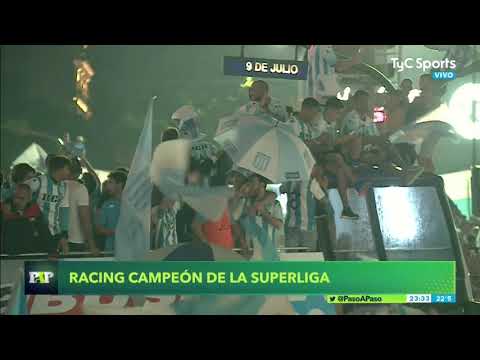"Â¡Racing campeón! Los festejos en el Obelisco" Barra: La Guardia Imperial • Club: Racing Club