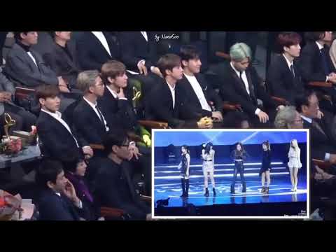 BTS reaction to Red Velvet at PCAA 181028