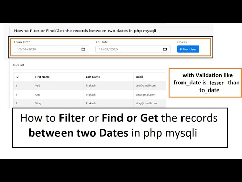 How to filter or Find or Get the records between two dates in php mysqli