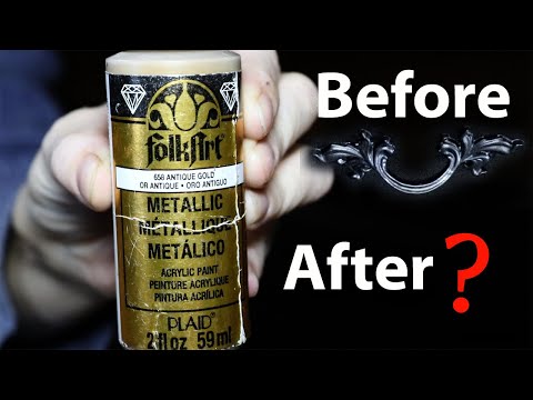 FOLK ART PAINT USE AND REVIEW FOR PAINTING HARDWARE | SOLUTION FOR HANDLE STUCK ON DRAWER