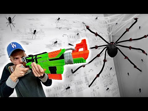 NERF VS ARANHA GIGANTE DE HALLOWEEN - Brancoala e Marcos