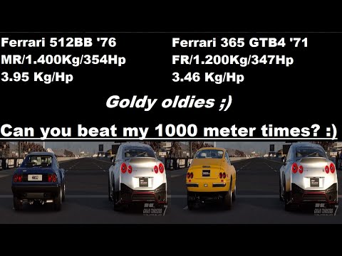 Thumbnail for GT 7 drag race: Ferrari 512BB '76 vs. Ferrari 365 GTB4 '71 by Ferrari 365