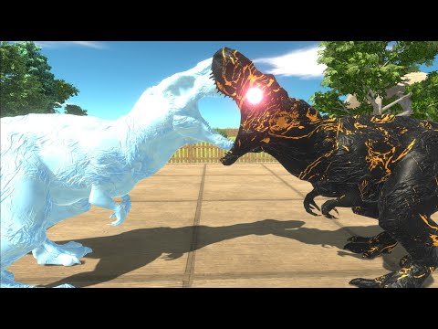 MAGMA  T-REX vs ICE T-REX DEATH RUN - Animal Revolt Battle Simulator